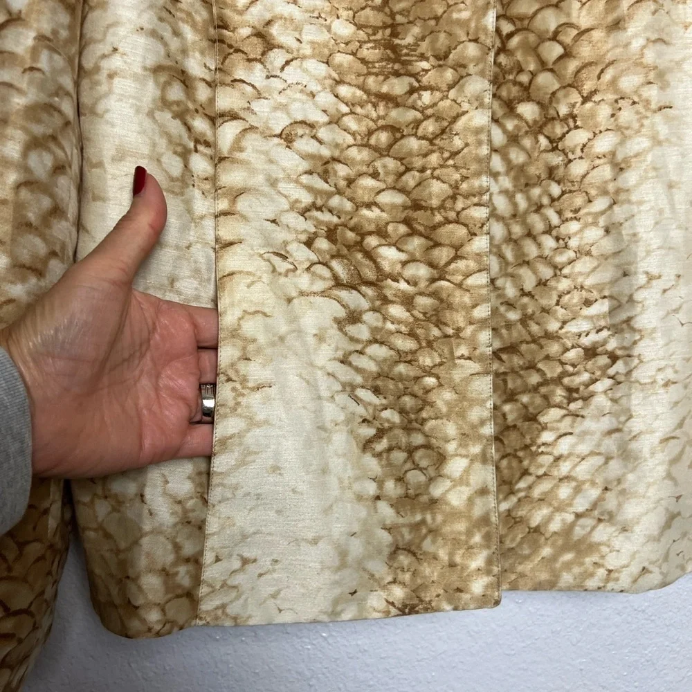 Lafayette 148 Snake Print Silk/Linen Jacket Open Front Size 8